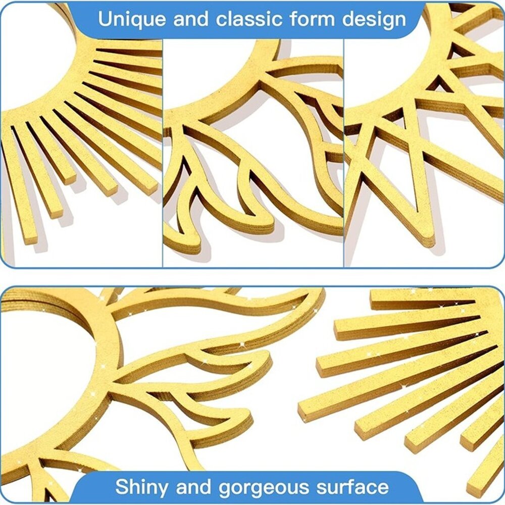 NEW 3 Pieces Gold Round Mirrors for Wall Decor,Wood Wall Mirrors Home Décor - Picture 5 of 8
